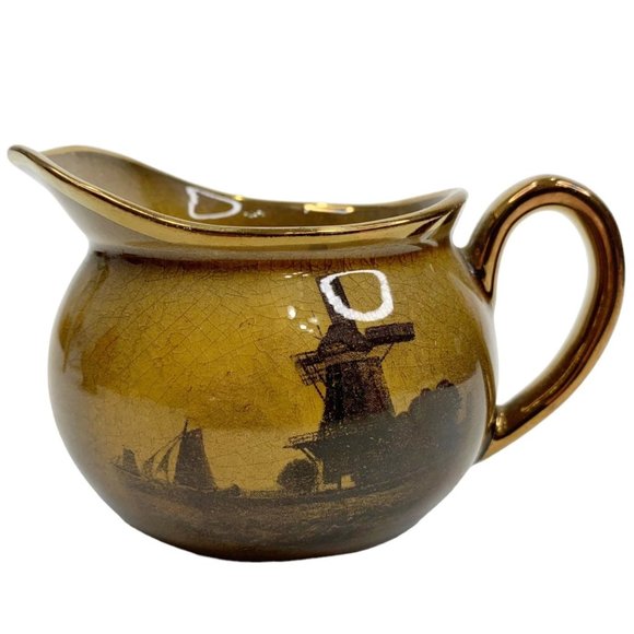 Vintage Ridgways Royal Vistas Ware 3" Creamer Windmill Landscape Brown - Picture 10 of 10